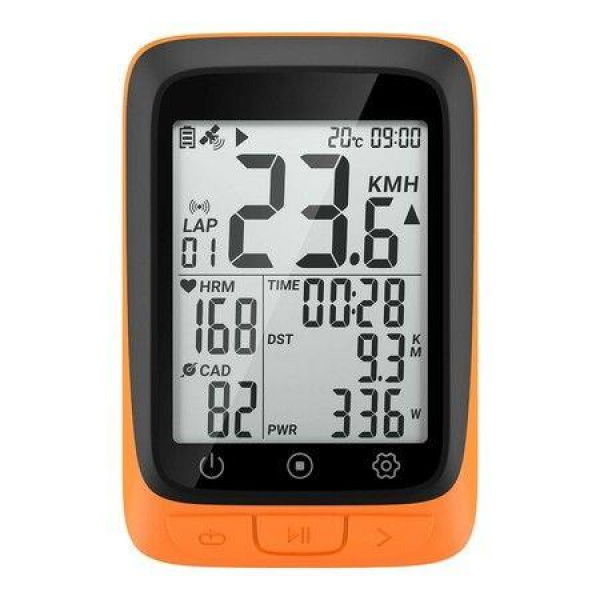 Bike Computer GPS Wireless ANT+ Cycling Computer GPS With Bluetooth With Speedometer With Auto Backlight IP67 - Orange.