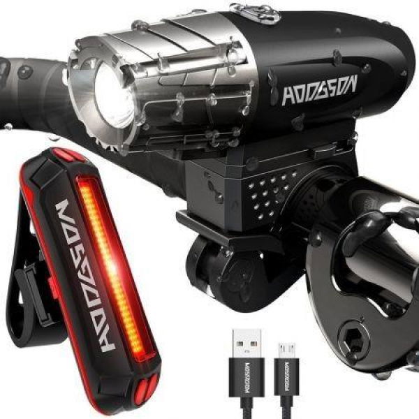 Bike Cycling Waterproof Front Light + Taillight Super Light With USB Rechargeable.