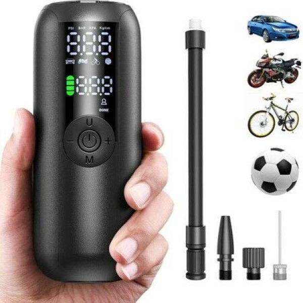 Bike Pump Mini Tire Inflator Portable Air Compressor 150PSI Auto Shut-Off With Presta Schrader Valve For Car Ball