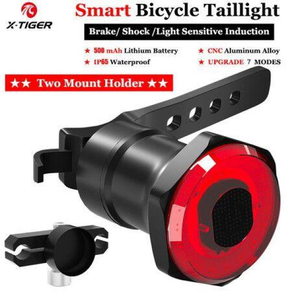 Bike Rear Light IPx6 Waterproof LED Charging Bicycle Smart Auto Brake Sensing Light Accessories Bike Taillight Light