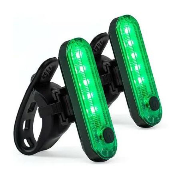 Bike Tail Light Rechargeable 2 Pack, Rear Bike Light for Night Riding, Back Bicycle Taillights, Easy to Install, Green
