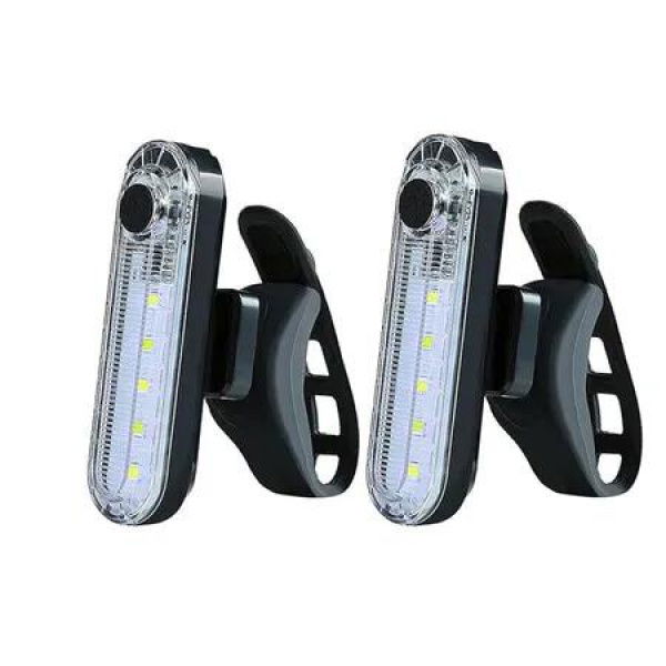 Bike Tail Light Rechargeable 2 Pack, Rear Bike Light for Night Riding, Back Bicycle Taillights, Easy to Install, White
