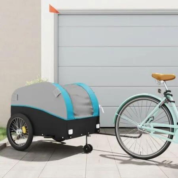 Bike Trailer Black and Blue 45 kg Iron