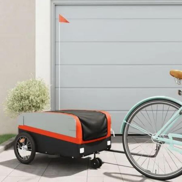 Bike Trailer Black and Orange 45 kg Iron