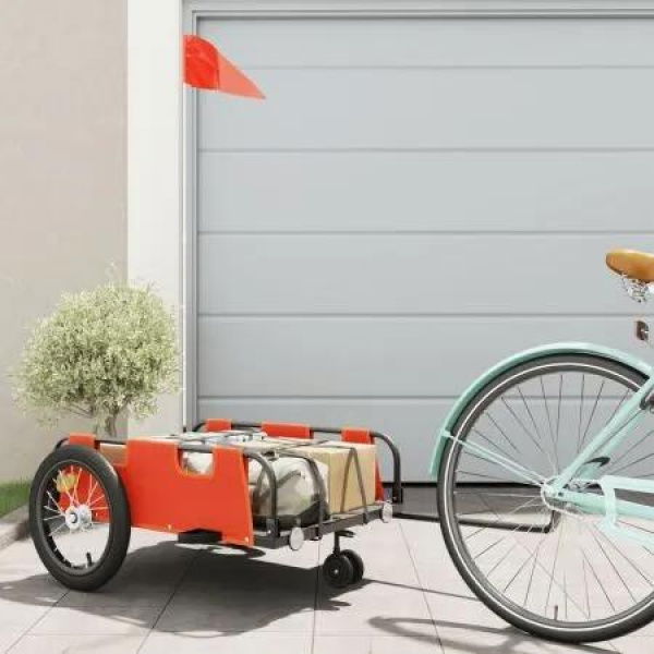 Bike Trailer Orange Oxford Fabric and Iron