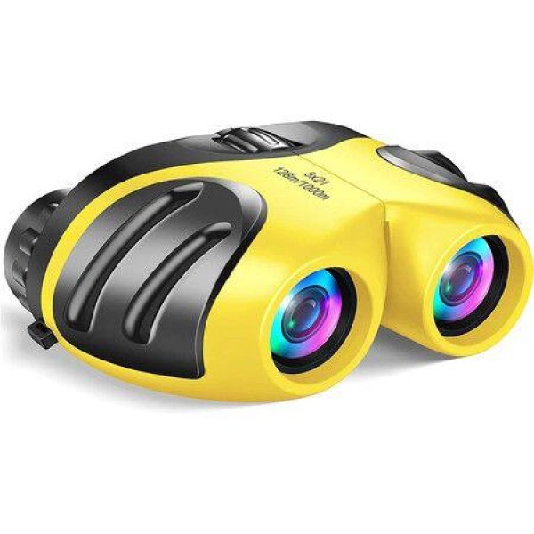 Binoculars 8x21 Foldable Mini Portable High Power HD Night Vision Childrens Binoculars (Yellow)