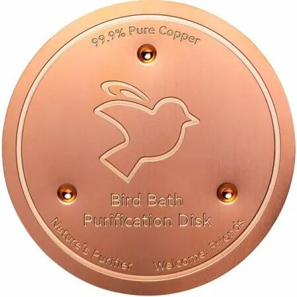 Bird Bath Copper Disk,0.6mm Reinforced 99.99% Pure Copper Cleaning Disk with Triple-Point Support for Physical Safe Clean Water All-Season