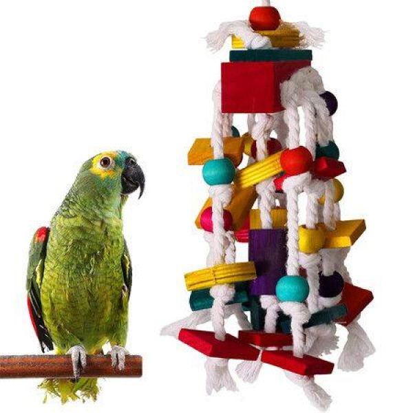 Bird Chewing Toy Parrot Cage Wooden Toys for Parrots and Small Medium Birds