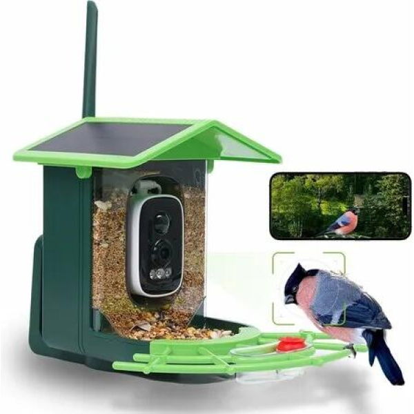 Bird Feeder with Camera, AI Birds Identification, Solar Powered, Live View, Instant Alerts, Capture Bird Videos, 2K HD Camera