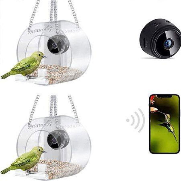 Bird Feeder With Camera Smart Bird Feeder Camera 1080P Night-Version Camera WiFi Hotspot Remote Connection Gift For Family