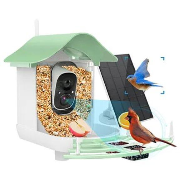 Bird Feeder with Camera,AI Identify Birds Species,Solar Powered,Auto Record Videos in Backyard,Instant Notifications,Ideal Gift for Family and Bird Lovers