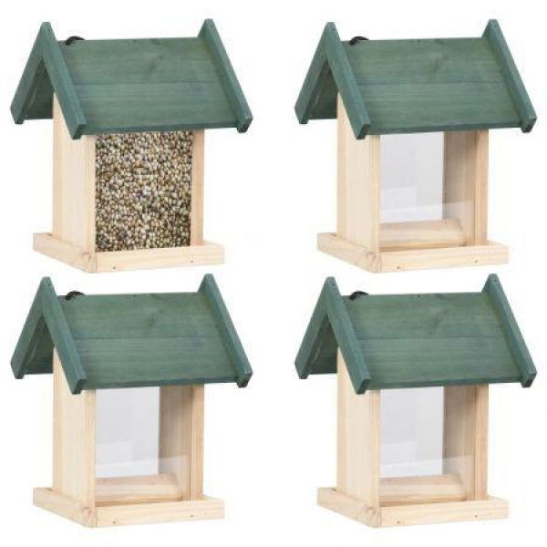 Bird Feeders 4 Pcs Firwood