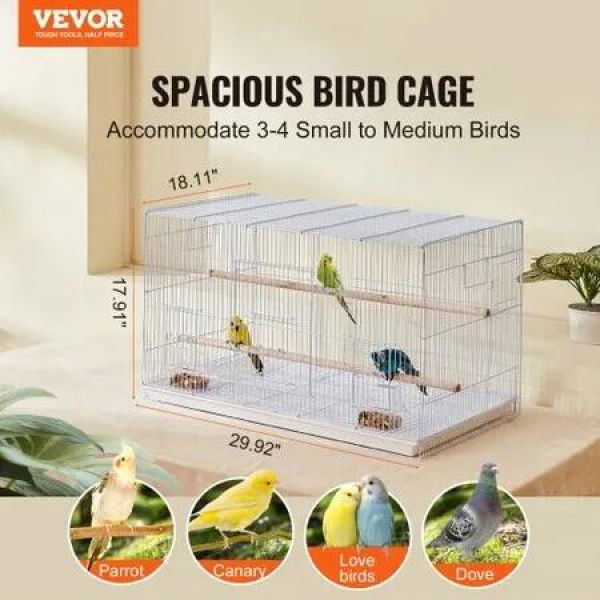 Bird Flight Cage 18 in Small Metal Parakeet Cage for Cockatiels White