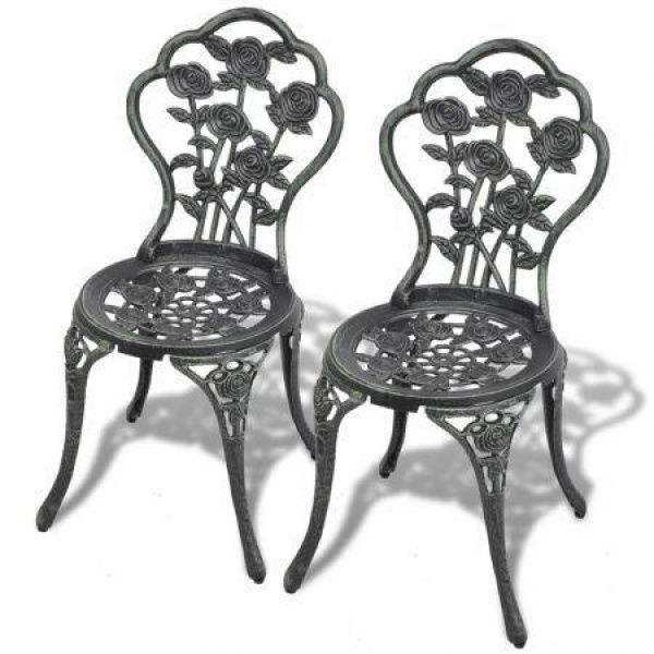 Bistro Chairs 2 Pcs Cast Aluminium Green