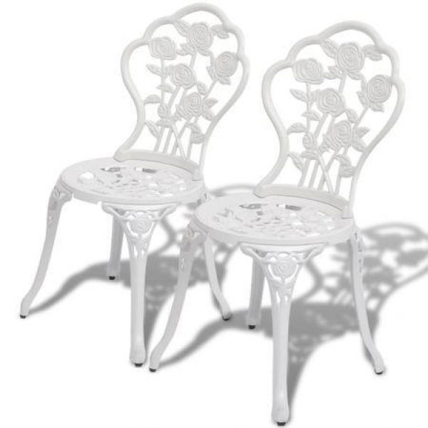 Bistro Chairs 2 Pcs Cast Aluminium White