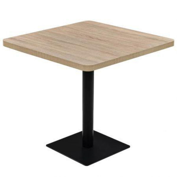 Bistro Table MDF And Steel Square 80x80x75 Cm Oak Colour