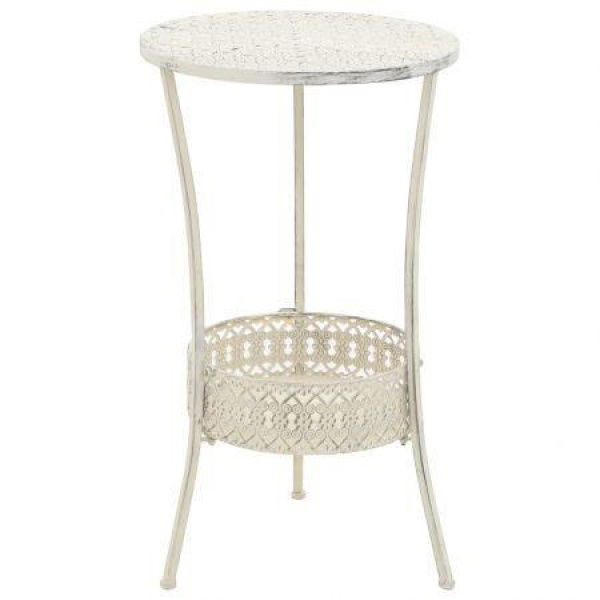 Bistro Table Vintage Style Round Metal 40x70 Cm White