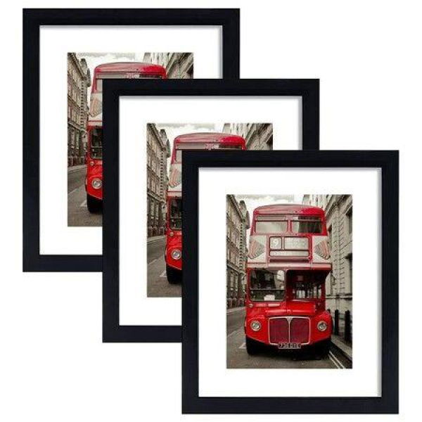 Black 8x10 Picture Frame Set Of 3Display Pictures 5x7 With Mat Or 8x10 Without Mat For Wall Mounting Or Table Top Display