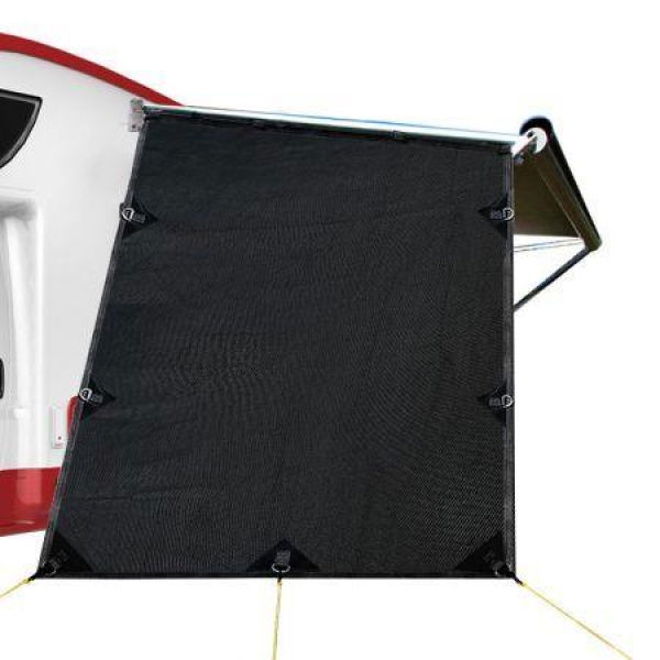 Black Caravan Privacy Screen 1.95 X 2.2m End Wall Or Side Sun Shade Roll Out.