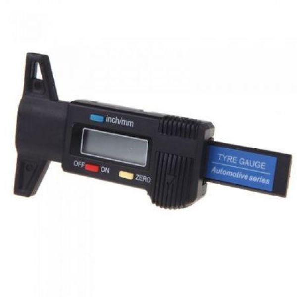 Black Digital LCD Tyre Tire Tread Depth Gauge 0-25.4mm Metric/Inch.