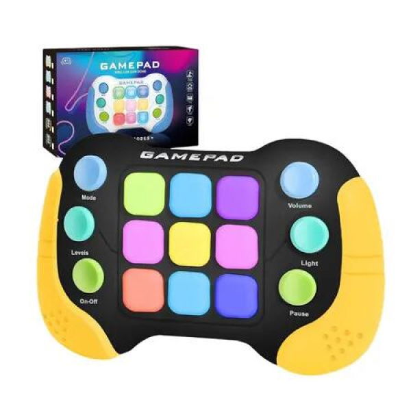 Black Fast Push Handheld Games Sensory Fidget Toys Retro Game Console with Whack a Mole Light Up for Travel & Party Gifts