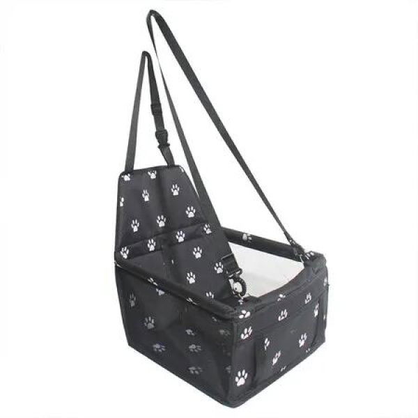 Black Footprint Pattern Pet Single Car Mat Dog & Cat Safety Seat Backseat Bed, Anti-Dirty & Waterproof Perfect for Travel