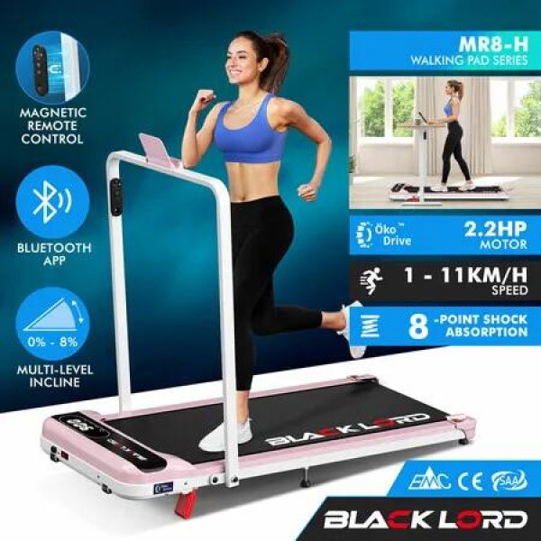 BLACK LORD Treadmill Electric Walking Pad Folding Incline Magnetic Remote Pink