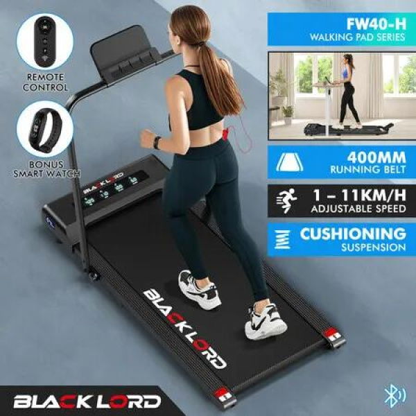 BLACK LORD Treadmill Electric Walking Pad Under Desk Foldable Gym 400mm Black