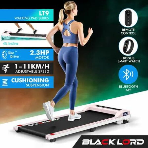 BLACK LORD Treadmill Electric Walking Pad Under Desk Home Office Fitness Pink