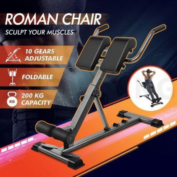 BLACK LORD Weight Bench Roman Chair Back Hyperextension AB Workout Fitness