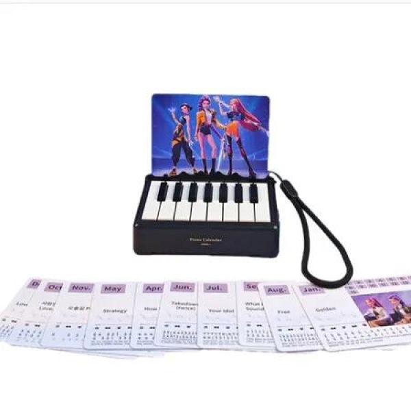 Black Mini KPOP Demon Hunters Piano with Lights Calendar Music Box Perfect Gift Idea