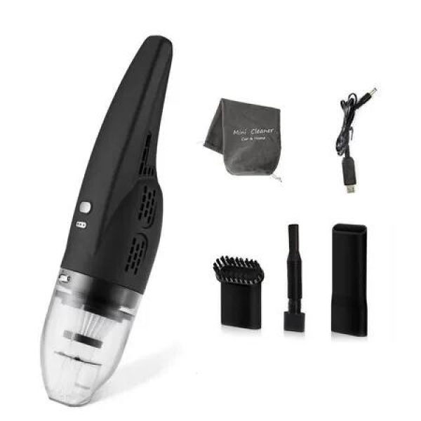 Black Mini Portable Handheld Large Suction Power Display USB Charging Car Home Desktop Vacuum Cleaner