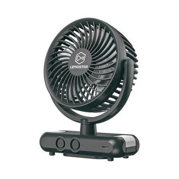 Black Portable Clip on Fan 62 Working Hours, Camping Fan with LED Lights & Hook, 4000 Capacity Battery Operated Fan with Clamp, USB Rechargeable