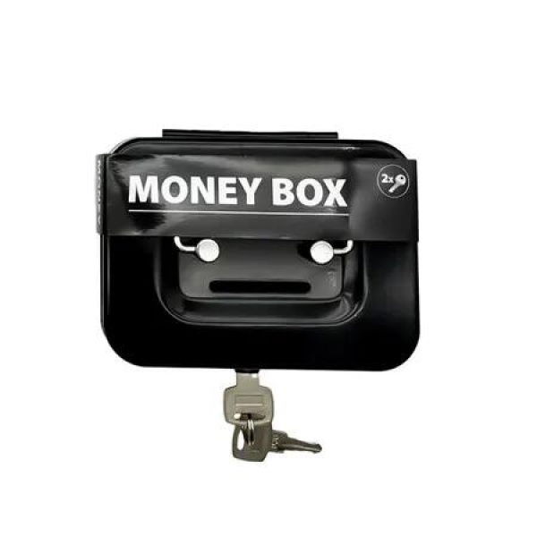 Black Small Storage Coin Box with Key Creative Portable Bank