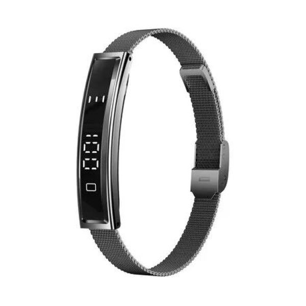 Black Steel Strap 1.43 Inch Smart Bracelet with HeartRate Sleep Monitoring Phone Reminder
