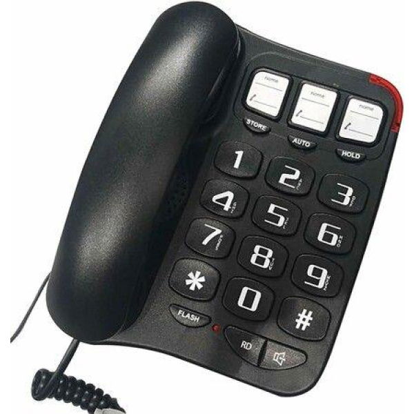 Black TCF 2300 Big Button Landline Phone Desktop Telephone Amplified Sound Perfect for Seniors and Visually Challenged Loud Ringtone Fixed Home Phone