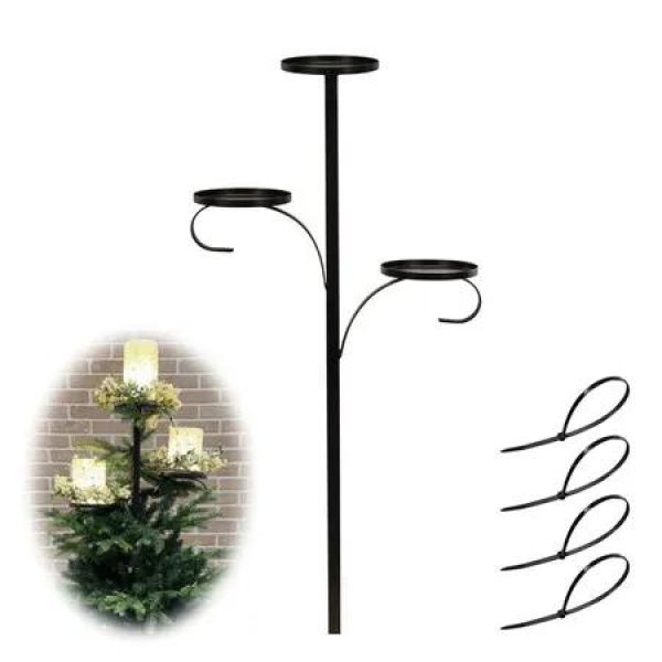 Black Triple Tree Topper,Candle Holder,Candelabra Tree Topper,Shelf for Christmas Tree,3 Tier Candle Holder,Christmas Topper Unique