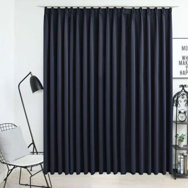 Blackout Curtain With Hooks Anthracite 290x245 Cm