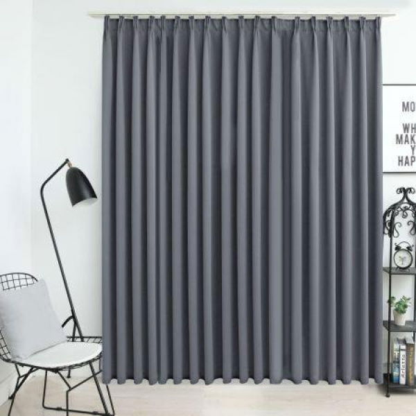 Blackout Curtain With Hooks Grey 290x245 Cm