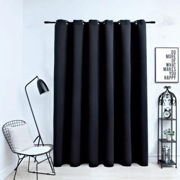 Blackout Curtain With Metal Rings Black 290x245 Cm