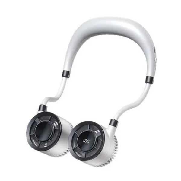 Bladeless Neck Fan Usb Charging Portable Hanging Fan With Led Display,Foldable Quiet Personal Cooling Fan For Outdoor Sports Travel Color White