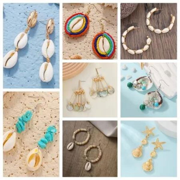 Blind Box 2Pairs Handmade Pierce Earrings Creative Bohemian Chandelier Teardrop Bead Dangle Drop Earrings Ethnic Gypsy Tassel Hoops