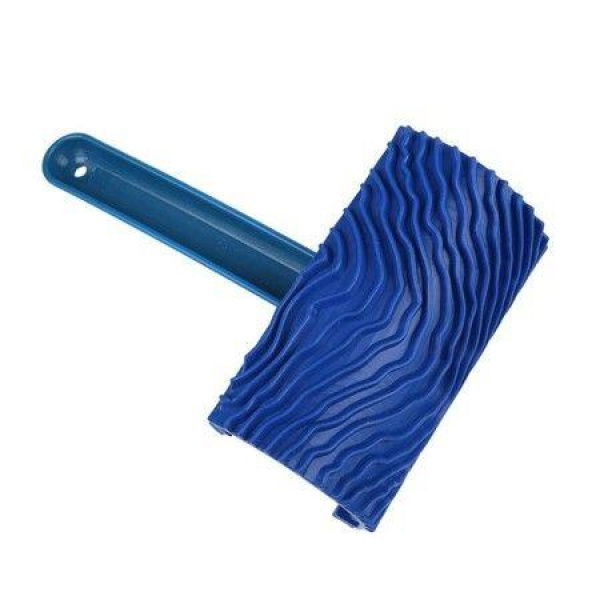 Blue Paint Roller Rubber Wood Grain Diy Wall Painting Tool With Handle Home Tool