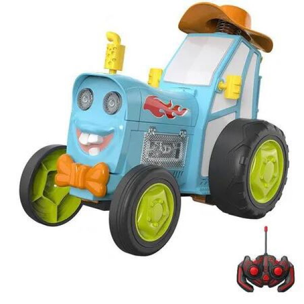 Blue Remote Control Stunt Car with Dancing Lights and Sounds Funny Electric Vehicle for Kids' Rolling and Swinging Play