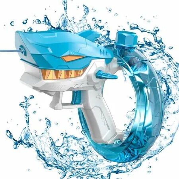 (Blue)Electric Water Gun For Kidsï¼ŒCartoon Shark Watergun Automatic Squirt Fast-Fill Water Blaster Toys,Summer Outdoor Play Water Toys