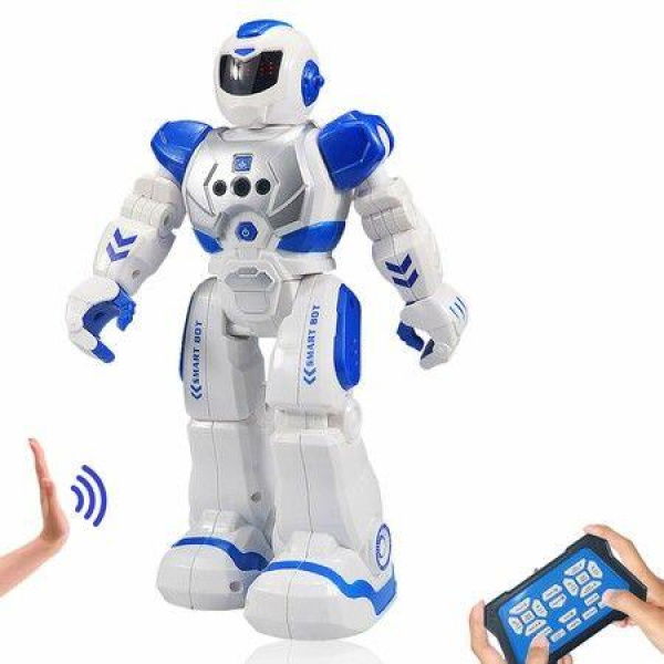 (Blue)Remote Control Robot,Intellectual Gesture Sensor Programmable Robot with Infrared Controller Early Education Robot Toys can Dance Sing Walk