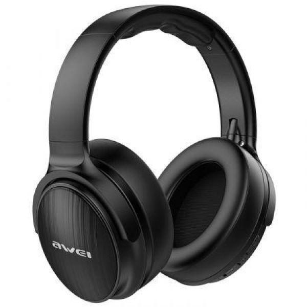 Bluetooth 5.0 Foldable Bass Wireless Headphone With 3.5mm Aux Jack - Black.