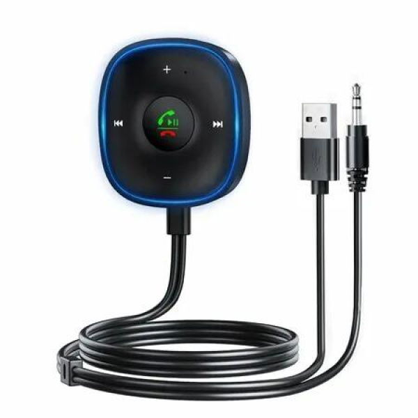 Bluetooth 5.3 Aux Car Adapter Receiver for Car Dual Connection Mic Noise Cancellation Aux Adapter with Plug-and-Play for Music Hands-Free Calls