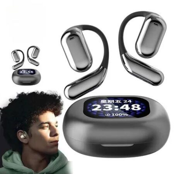 Bluetooth AI Translator Wireless Open Earphone 144 Language Real-Time Translate LED Full-Color Touch Screen Earphones Color Black