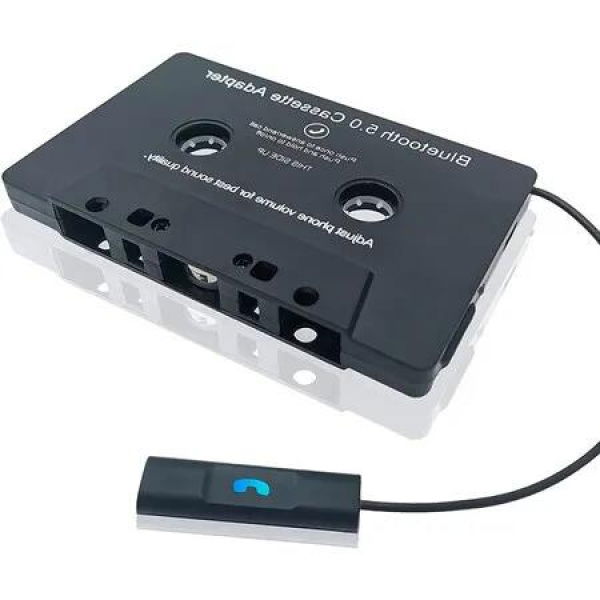 Bluetooth Cassette Receiver Car Audio Wireless Tape Player Aux Adapter 5.0 Black Music Streaming Stereo
